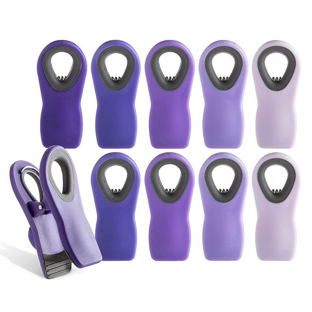 COOK WITH COLOR 10 Pc Bag Clips with Magnet- Food Clips, Chip Clips, Bag Clips for Food Storage with Air Tight Seal Grip, Snack Bags and Food Bags (Ombre Lavender)…