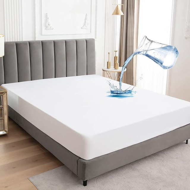 Sufdari Cal King Mattress Protector,Waterproof Mattress Protector,Fitted Sheet Style Mattress Cover with 18" Deep Pocket,Washable and Comfortable-White,California King