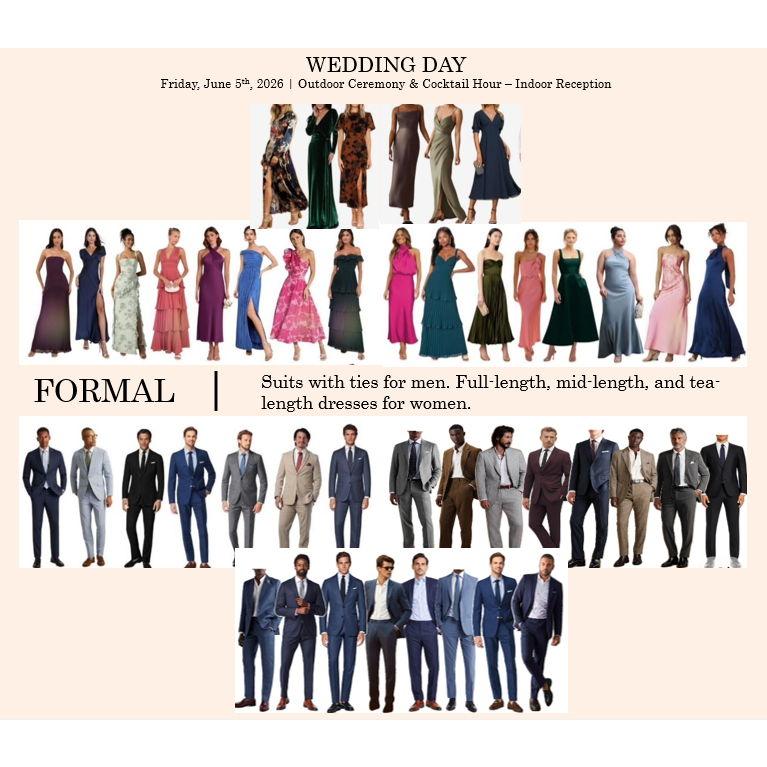 Inspiration for Wedding Day attire | June 5th, 2026