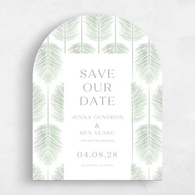 Green Arch Wedding Save the Date - Curacao Portrait