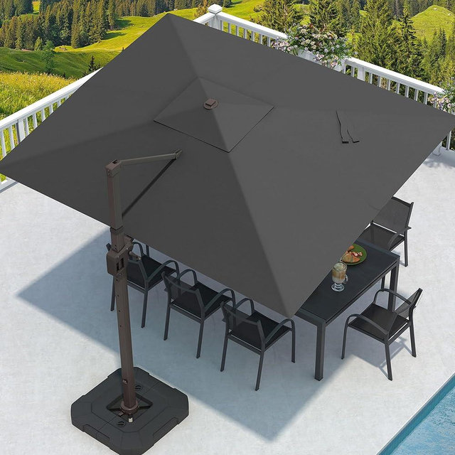 MPL Shade 9' X 12' Cantilever Patio Umbrella Rectangular Outdoor Large Offset Umbrellas with 7 Tilts Adjustable 360°Rotation for Deck Pool Garden Backyard, Grey