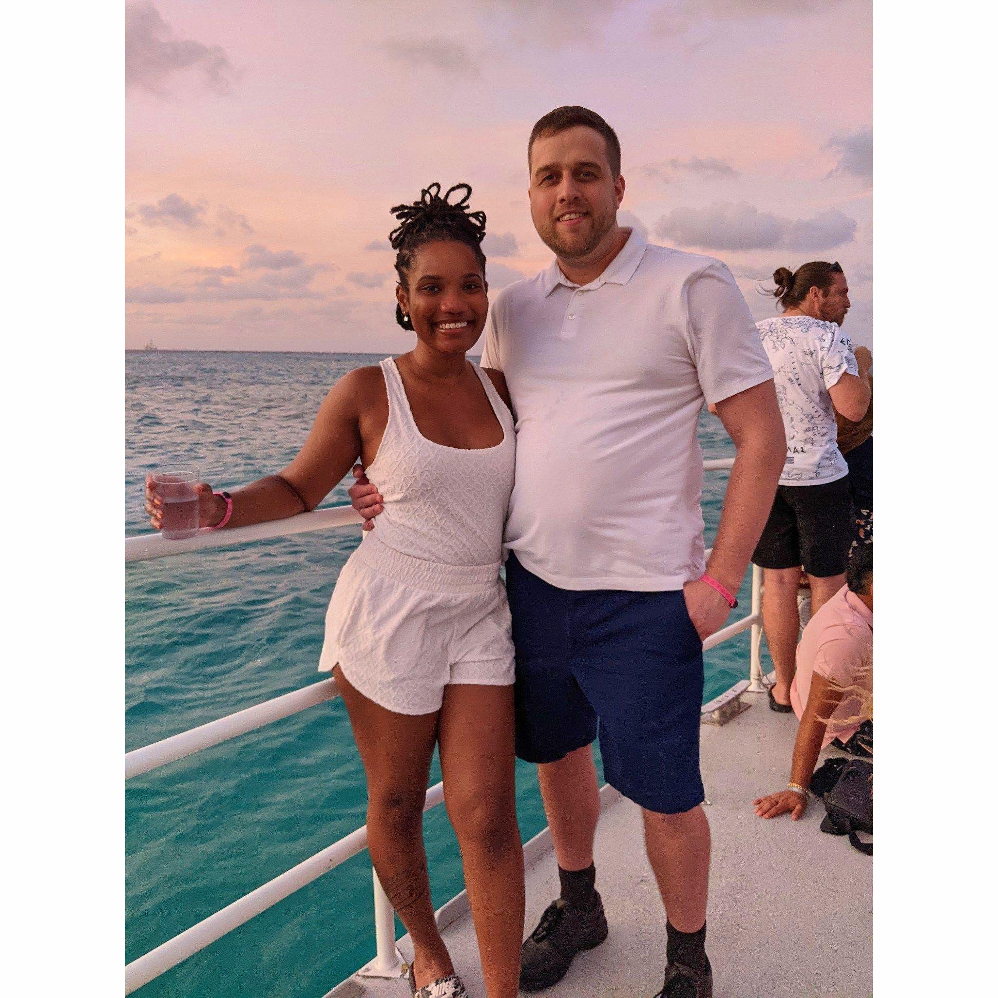 This picture was taken right before Dan proposed in Aruba.
