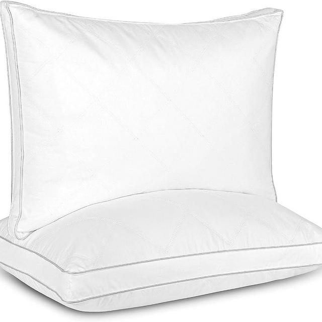 Dreamhood Luxury Goose Feather Down Pillow King Size Set of 2 - Made in USA Soft Gusseted Bed Pillows for Sleeping with Premium 500 TC Cooling Cotton Shell