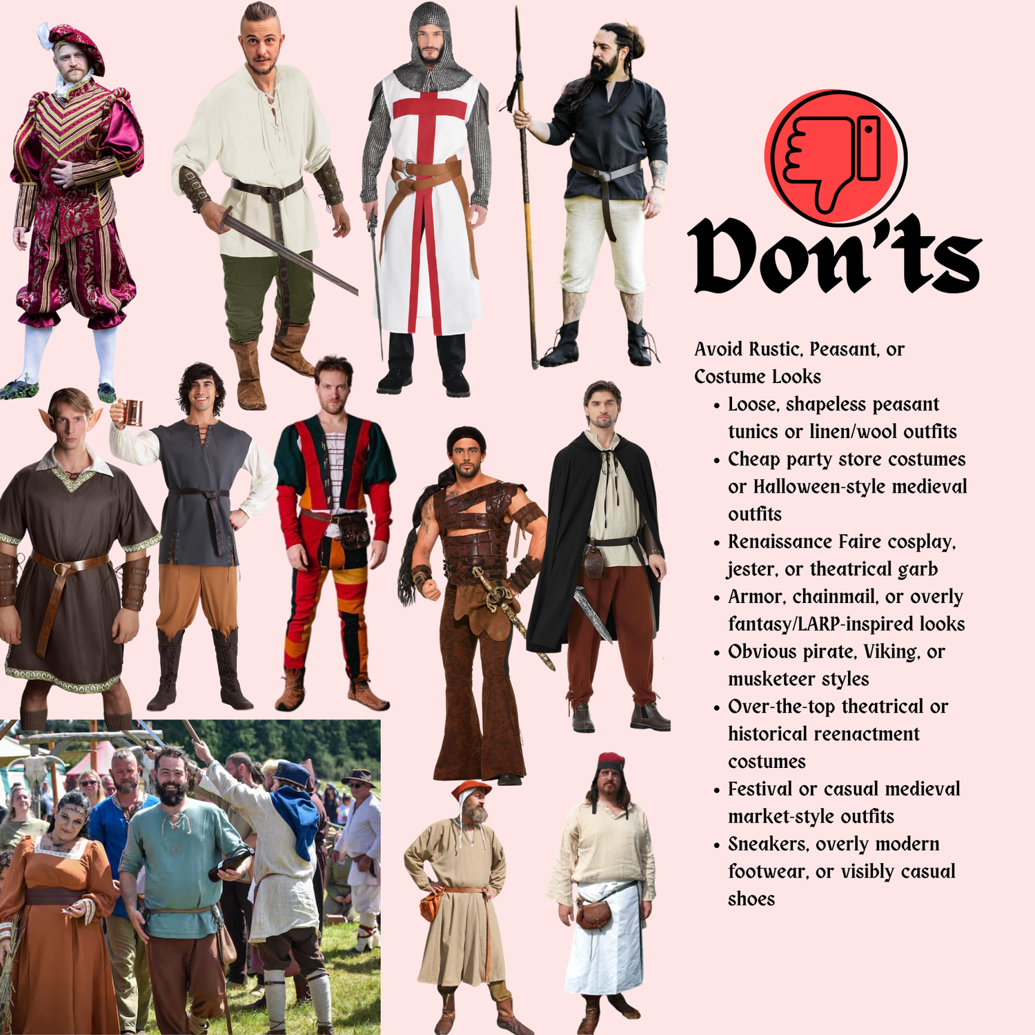 👀 This isn't a Halloween party. Avoid costumes, casual looks, and casual Renaissance Faire outfits. 🤮