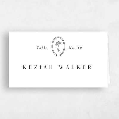 White Wedding Place Card - Gemma