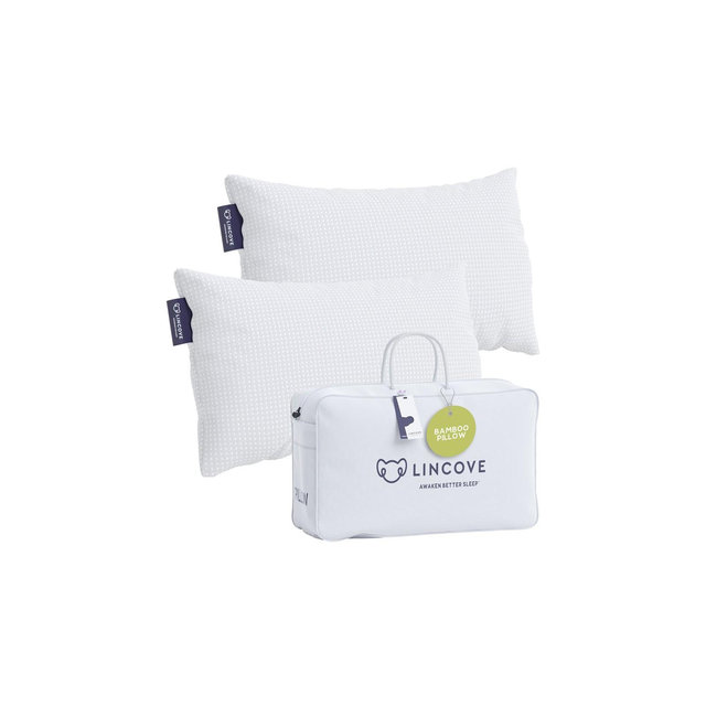 Lincove Rayon From Bamboo Pillow - Hotel Quality, Temperature Regulating, Soft for Stomach Sleepers, Hypoallergenic, Queen - 2 Pack