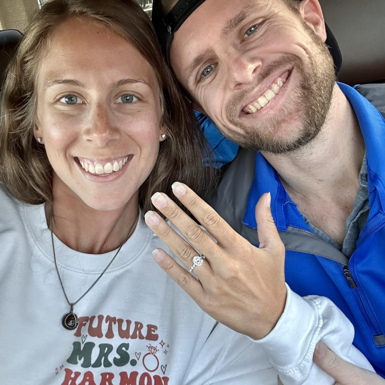 Showing off the bling (& sweatshirt)!