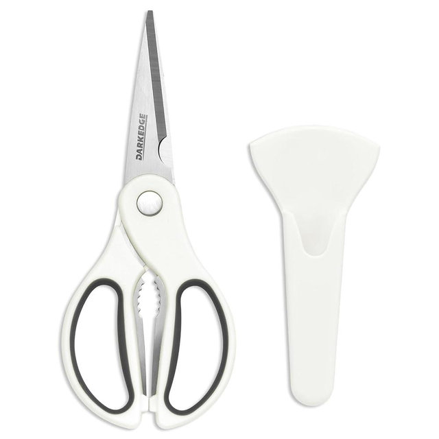 Kitchen Scissors with Magnetic Holder Heavy Duty Magnetic Scissors for Fridge, Kitchen Shears Magnet Sheath Set for Food Meat Pizza Herb Vegetables, White