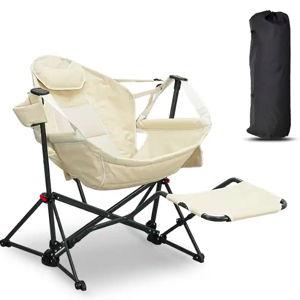 Ainfox - Hammock Camping Chair Beige with Footrest - khaki