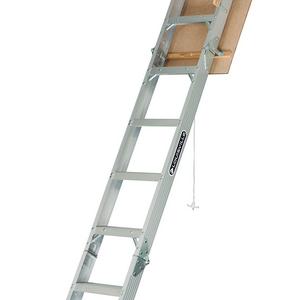 Louisville Ladder AA2210 Elite Aluminum Attic Ladder Type IAA, 22-1/2-Inch x 54-Inch, 375 Pound Load Capacity