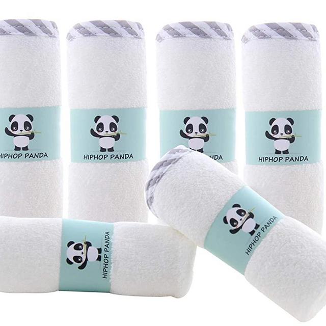 Hypoallergenic Bamboo Baby Washcloths - 2 Layer Ultra Soft Absorbent Bamboo Towel - Newborn Bath & Face Towel - Washcloths for Delicate Skin - Boy Girl Shower Gift (Gray Stripe, 6 Pack)