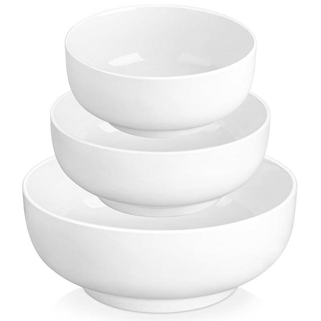 MALACASA Ceramic Mixing Bowls-114/60/26 OZ Large Serving Bowls Salad Bowls Set of 3,Nesting Bowls for Salad, Cereal, Soup, Pasta and Fruit,Dishwasher & Microwave Safe, Series Regular