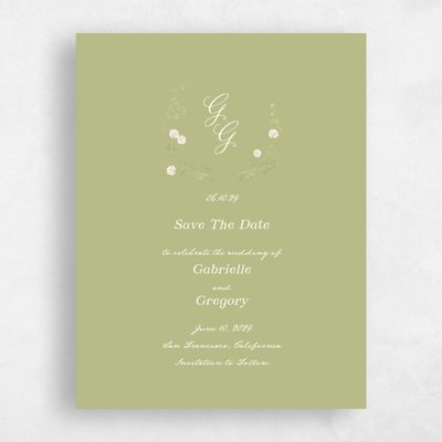 Soft Moss, Green Wedding Save the Date - Margot Portrait