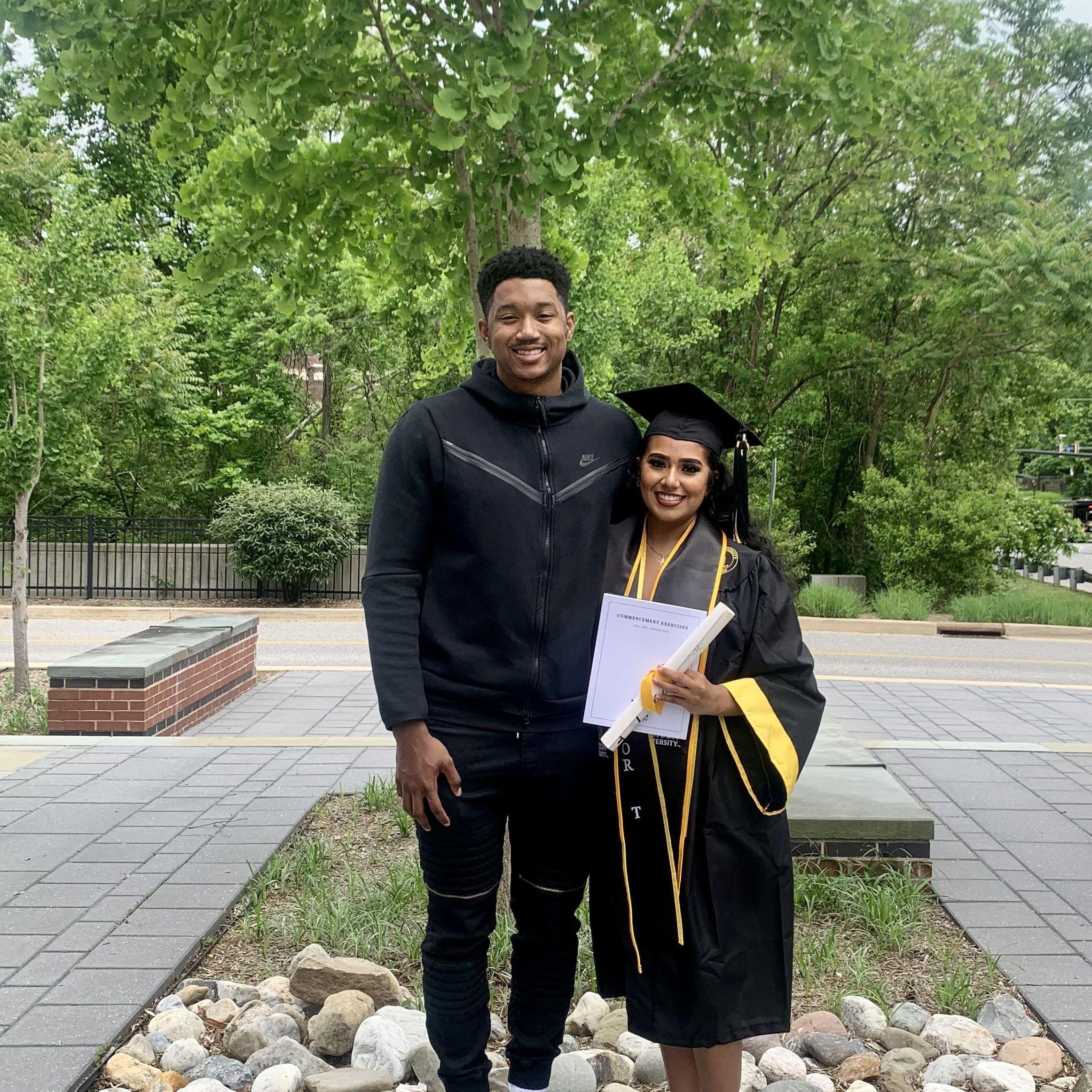 Justin supporting Nadia for her graduation - May 2022.
