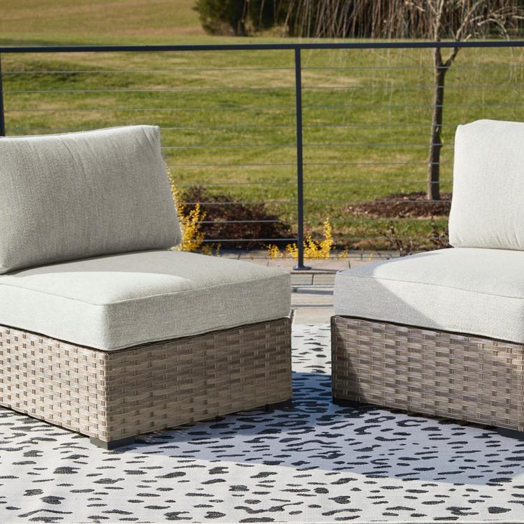 Calworth Cushioned Outdoor Armless Chair, Set of 2