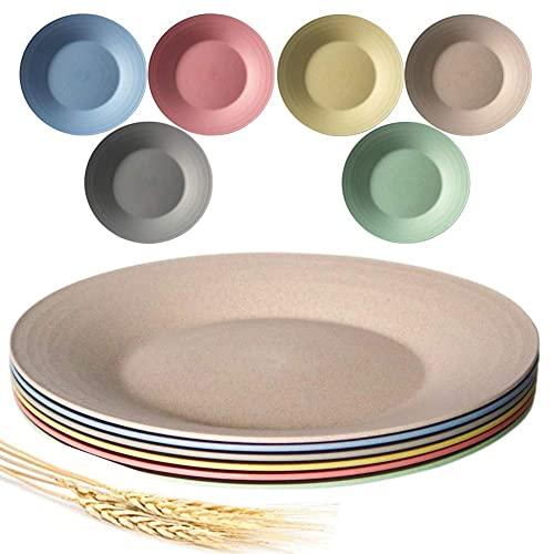 Greenandlife 10inch/6pcs Dishwasher & Microwave Safe Wheat Straw Plates - Lightweight & Unbreakable,Non-toxin, BPA free and Healthy for Kids Children Toddler & Adult