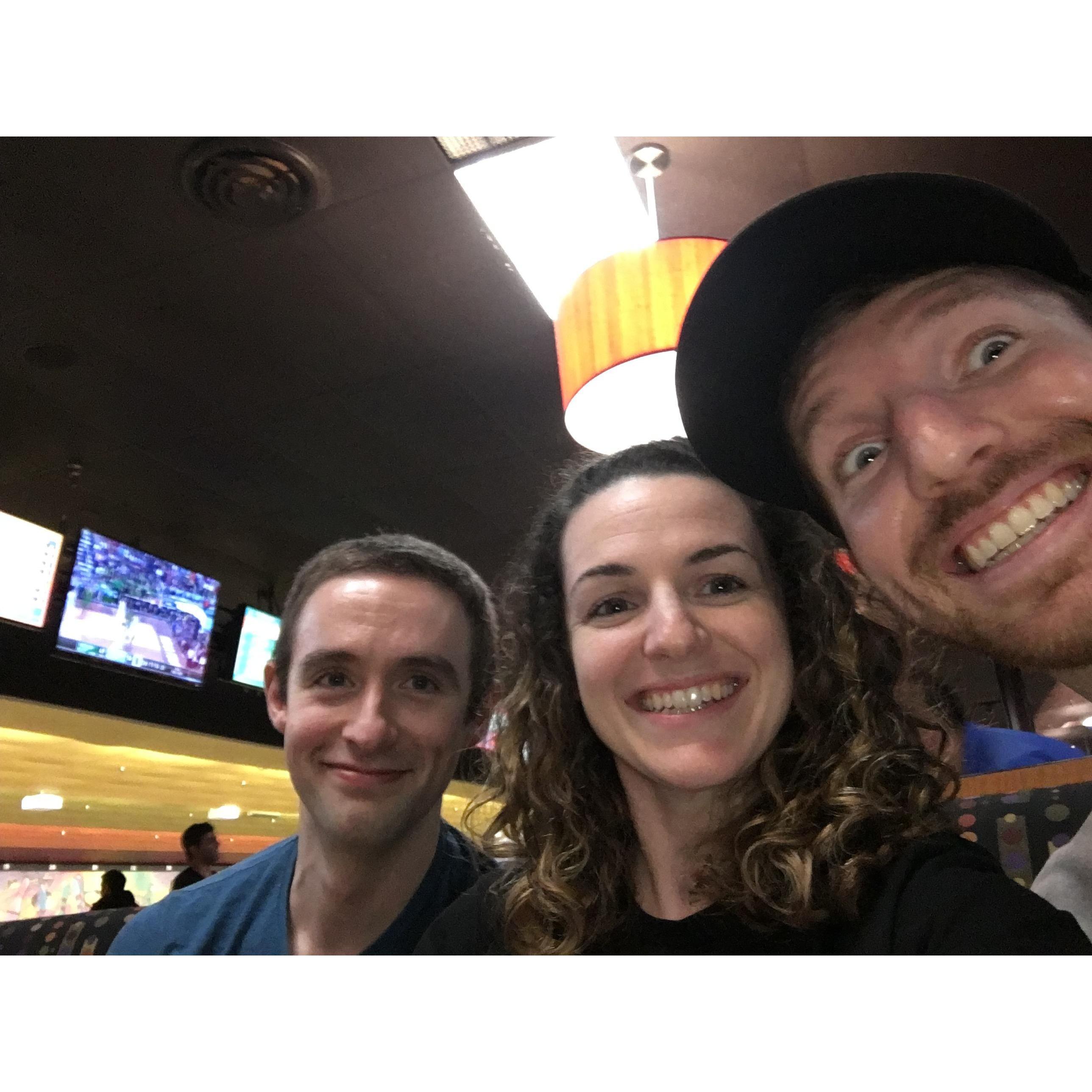 Did someone say bowling? Another sport one of us is good at and the other is terrible. Absolutely terrible.