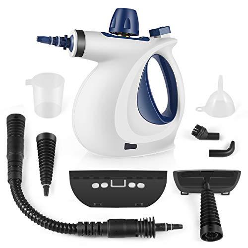 Handheld Pressurized Steam Cleaner with 9-Piece Accessory Set - Multi-Purpose and Multi-Surface All Natural, Chemical-Free Steam Cleaning for Home, Auto, Patio, More