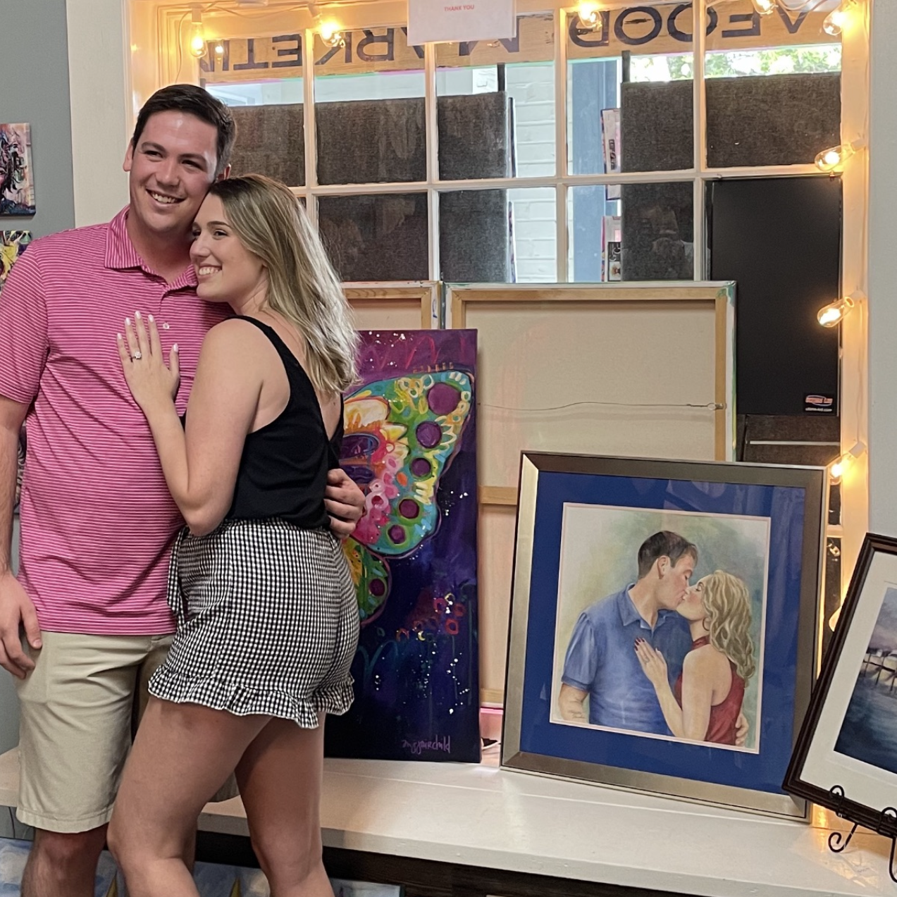 Wyatt had this painting commissioned and positioned in a gallery. Before I could make sense of everything he was on one knee asking me to marry him.