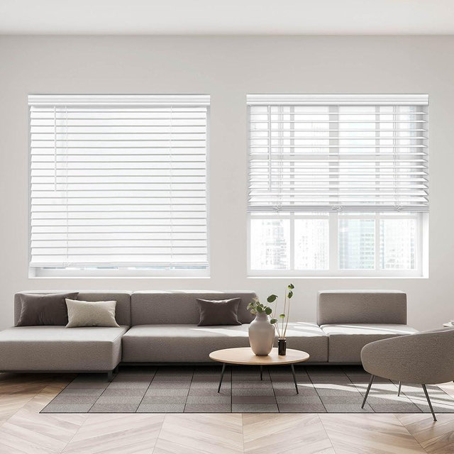DEZ FURNISHINGS Cordless 2" Faux Wood Blind, 34.75" W x 72" H, White
