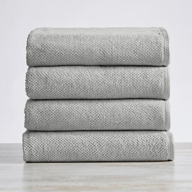 100% Cotton Quick Dry Popcorn Textured Bath Towel Set , Light Grey) - Great Bay Home