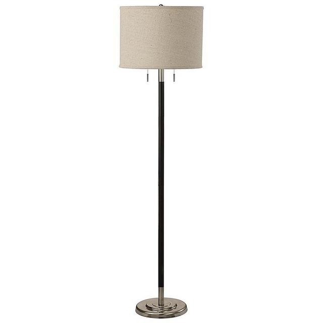 allen + roth 62.5-in Satin Nickel Shaded Floor Lamp with Fabric Shade