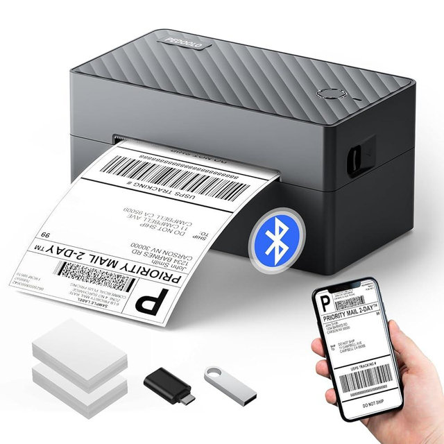 Label Printer, Bluetooth Shipping Label Printer, PEDOOLO 4x6 Thermal Printer for Shipping Packages, Compatible with Android, iOS, Windows, Mac, Chromebook, Amazon, Ebay, UPS, USPS, FedEx, Shopify
