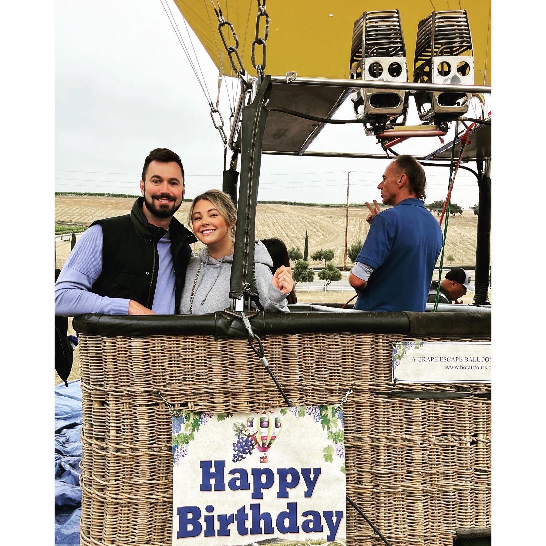 Daniel surprised Taylor with a hot air balloon for her 27th birthday in Temecula, CA