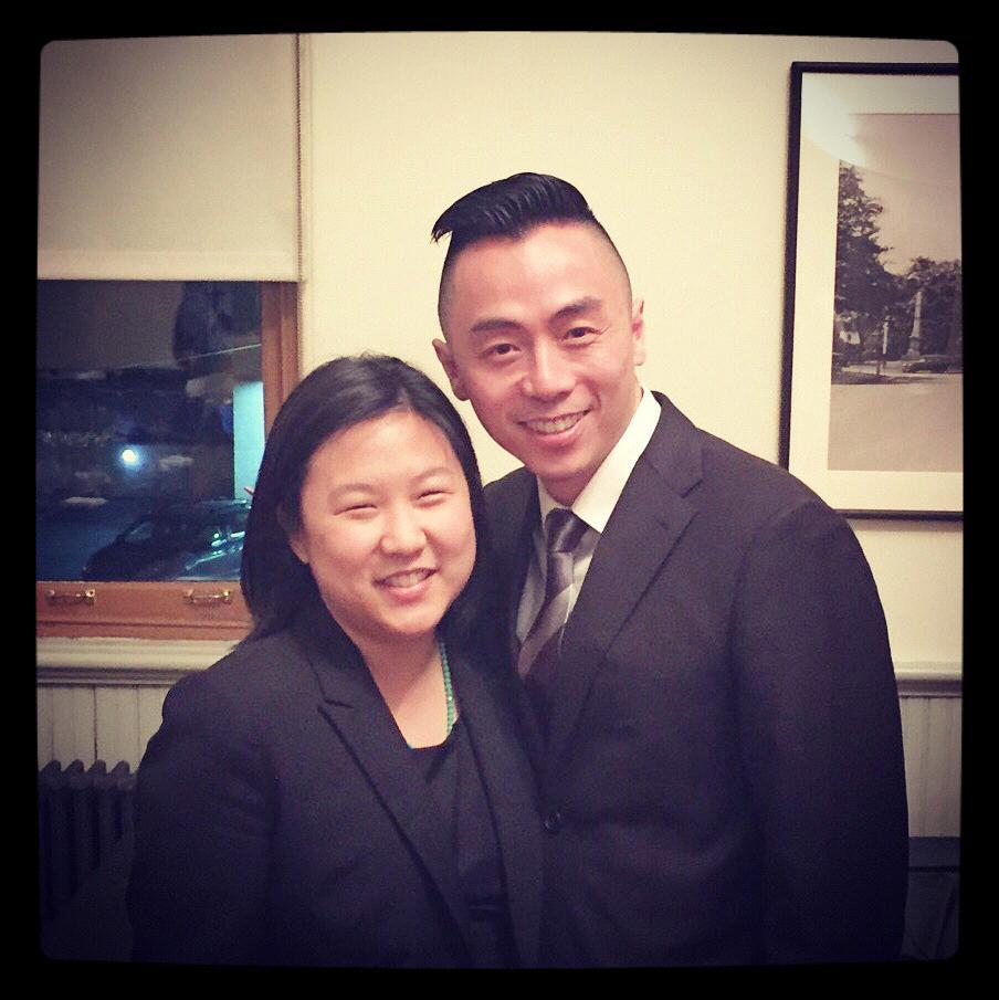 At a law school function; early on in our relationship.