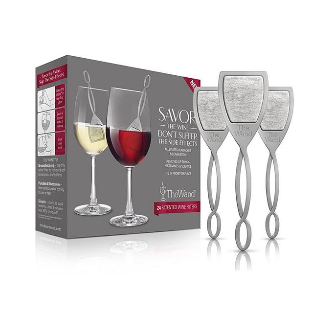 The Wand Wine Filter by PureWine | No More Wine Headaches | Removes Sulfites AND Histamines | By-The-Glass (24-pack)