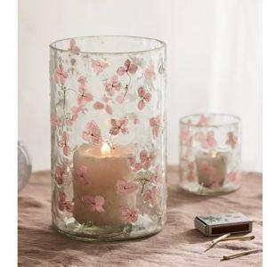 Pressed Hydrangea Glass Hurricane