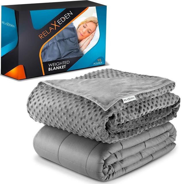 RELAX EDEN Adult Weighted Blanket W/Removable, Washable Duvet Cover| 15 lbs, 60”x 80” Size| Heavy Glass Micro-Beads| Supreme Sleeping Comfort for Adults| Hot Cold Sleeping| 100% Soft Cotton Build
