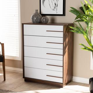 Mette Mid-Century Modern Finished 5-Drawer Wood Chest