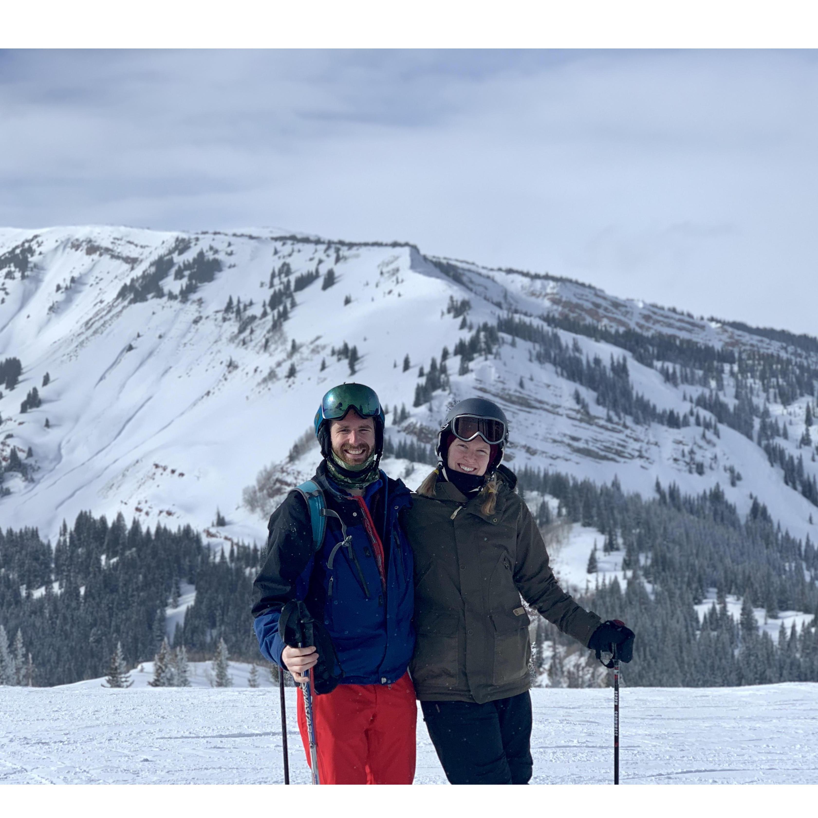 Matt & Annie on one of their ski trips out west
