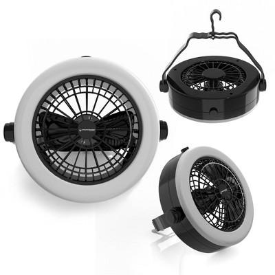 Wakeman Portable 2 in 1 LED Camping Lantern with Ceiling Fan - Black