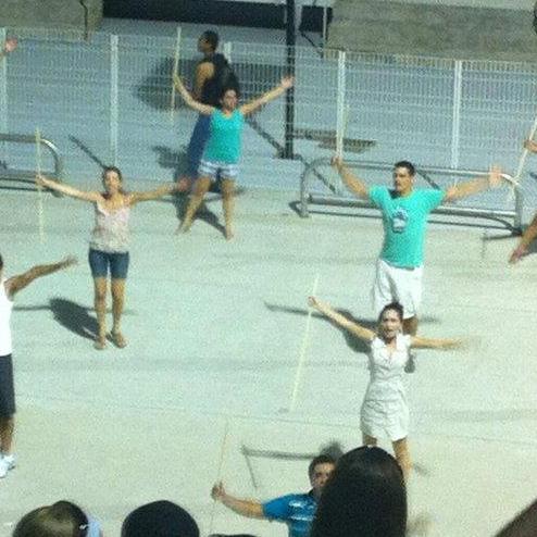 We paraded down the avenue for Carnaval in São Paulo once. That's us rehearsing the routine.