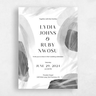 Dark Ash, Grey Wedding Invitation - Staton Portrait