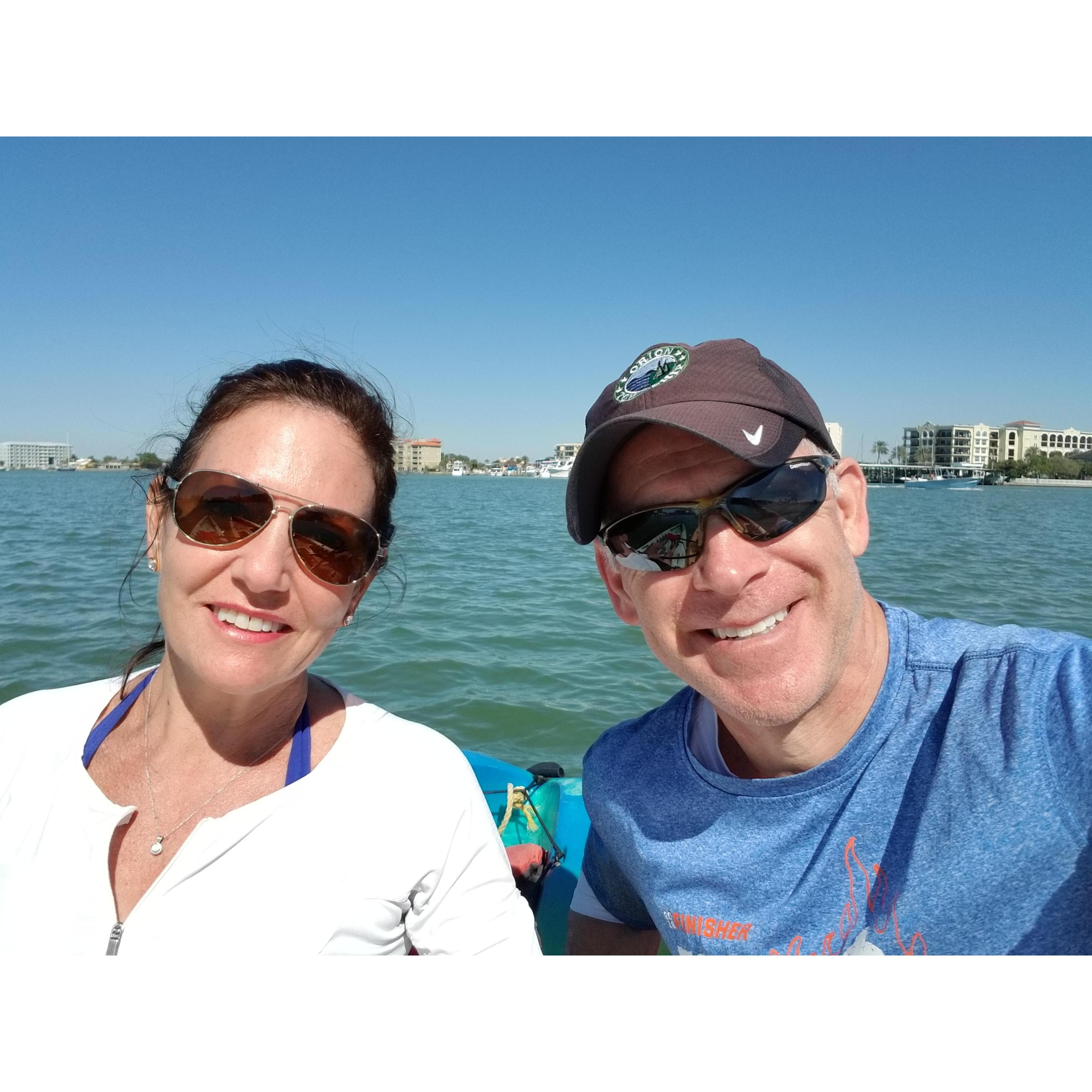 Some fun Kayaking on Biscayne Bay in Miami, Florida.