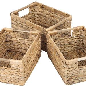 Water Hyacinth Storage basket with Handle - 3 Pack Medium