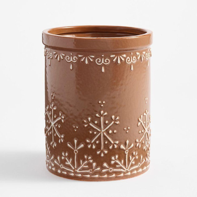 Gingerbread Stoneware Kitchen Crock - Brown