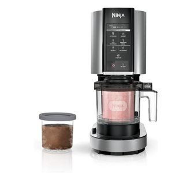 Ninja NC301 CREAMi Ice Cream Maker, for Gelato, Mix-ins, Milkshakes, Sorbet, Smoothie Bowls & More, 7 One-Touch Programs, with (2) Pint Containers & Lids, Compact Size, Perfect for Kids, Silver
