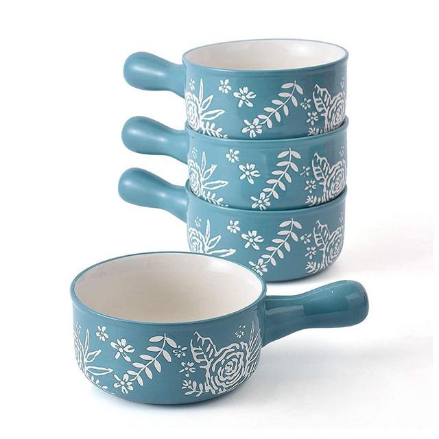 KINGSBULL HOME Soup Bowls with Handles Soup Bowls Ceramic Soup Bowl Soup Mug French Onion Soup Crocks Oven Safe