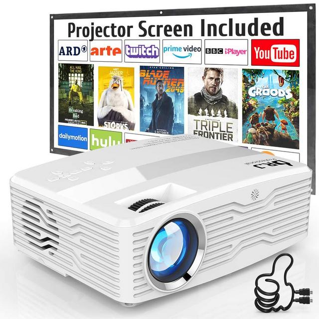 [Native 1080P Projector] DR. J Professional 6800Lumens LCD Projector Full HD Projector 300" Display, Compatible with TV Stick, HDMI, AV, VGA, PS4, Smartphone for Home Theater, Presentations