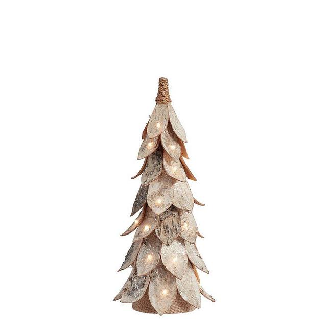 Pre-Lit Birch Tree, Natural Glitter, Small, 16"H