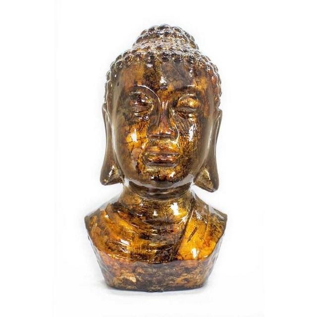 HomeRoots 13-in Turquoise, Copper, and Bronze Buddha Head Decorative Sculpture