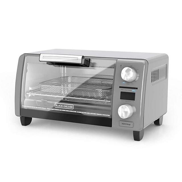 BLACK+DECKER TOD1775G Crisp ‘N Bake Air Fry Digital Toaster Oven, 9" Pizza or 4 Slices of Bread, Gray