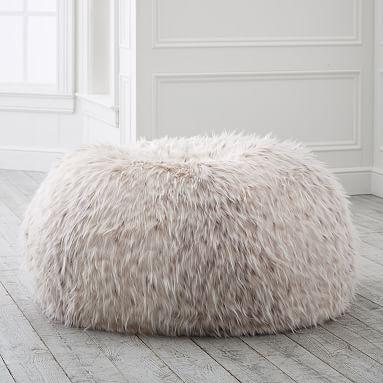 Snow Cat Faux-Fur Beanbag