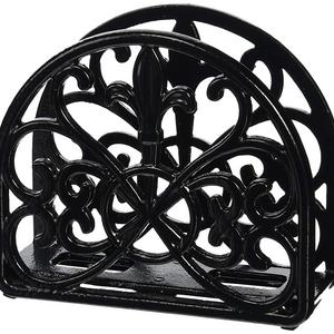 HDS Trading Corp - Home Basics Cast Iron Fleur De Lis Napkin Holder, Black