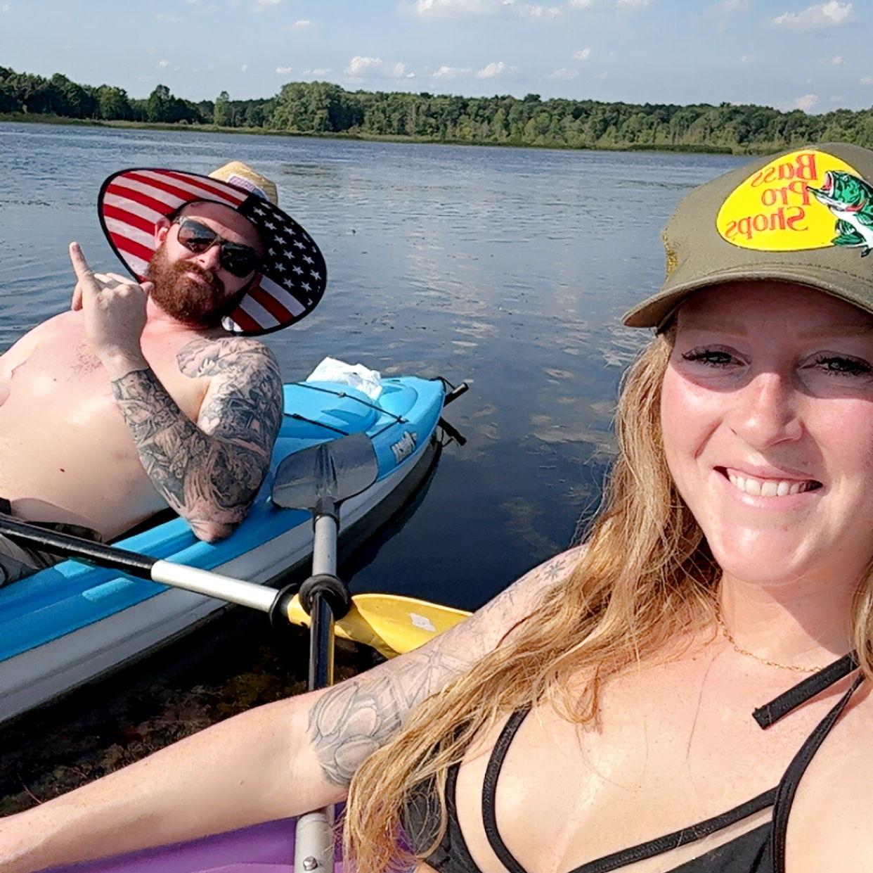 kayaking out on our lake