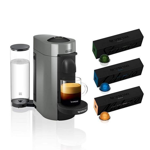 Nespresso VertuoPlus Coffee and Espresso Machine Bundle by De'Longhi with BEST SELLING COFFEES INCLUDED